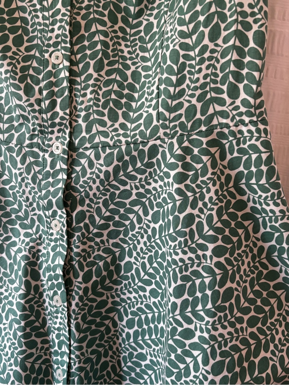 Boden Green Sophia Shirt Button Down Dress White Leafy Pattern Size 4R - Picture 7 of 11